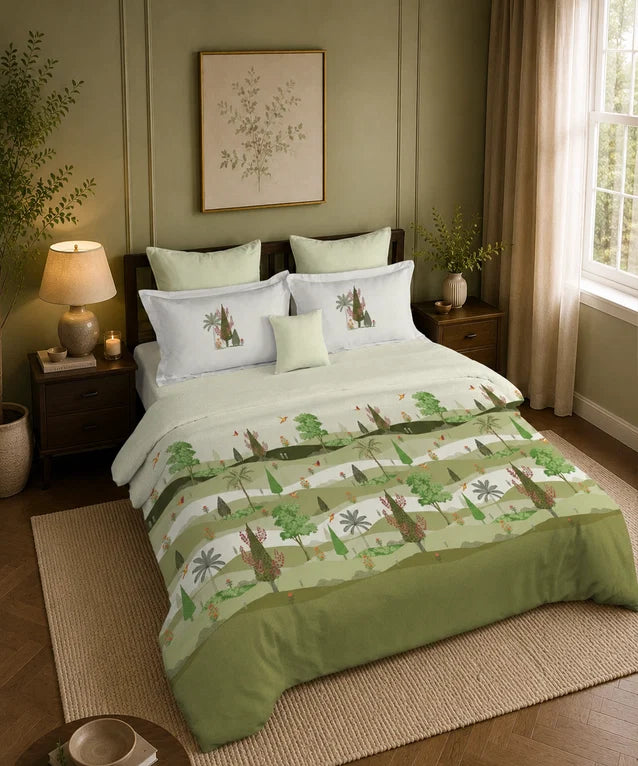 Trident Classic Folklores King Bedsheet Set, Whispers of Vatika – 210 TC Cotton