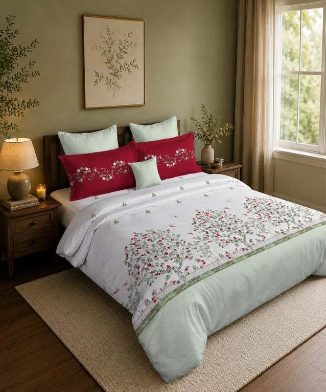 Trident Classic Folklores King Bedsheet Set, Whispers of Vatika – 210 TC Cotton