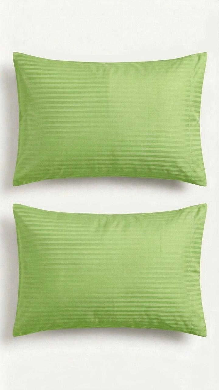 100% Cotton Satin Stripe Pillow Covers (Set of 2) 17x27 inches | Soft Sateen Pillow Cases in 12 Colours