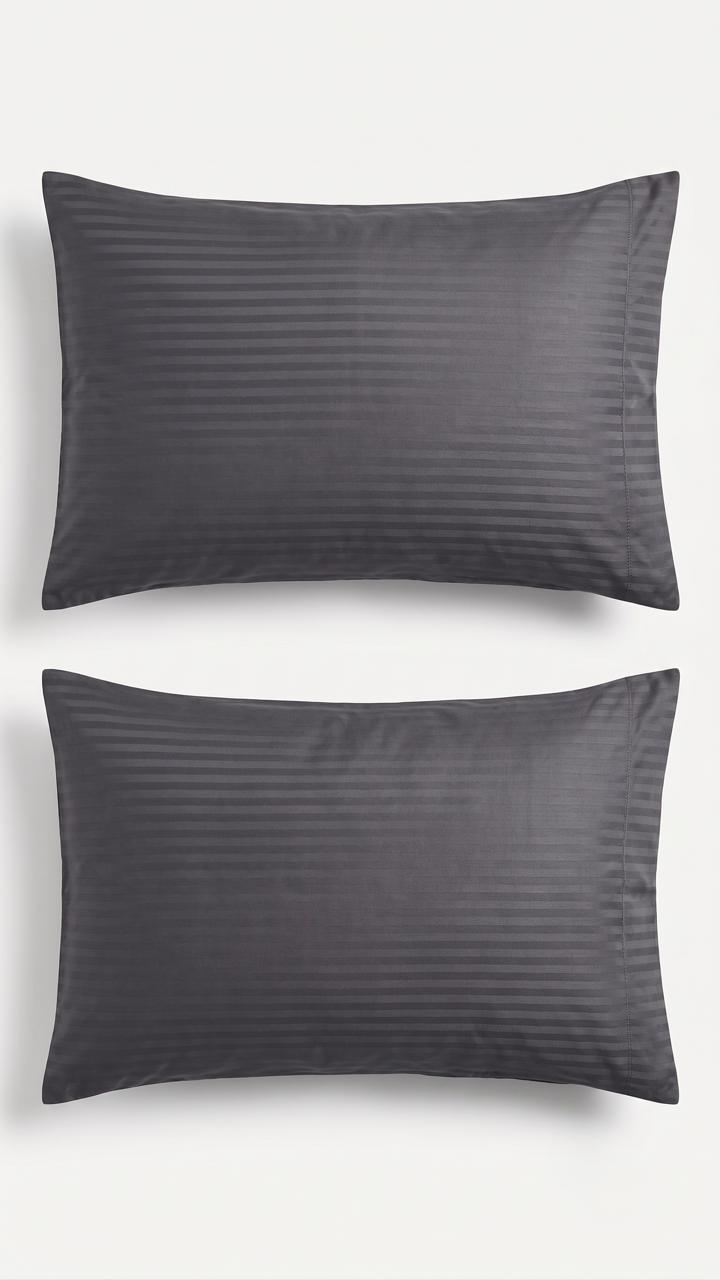 100% Cotton Satin Stripe Pillow Covers (Set of 2) 17x27 inches | Soft Sateen Pillow Cases in 12 Colours