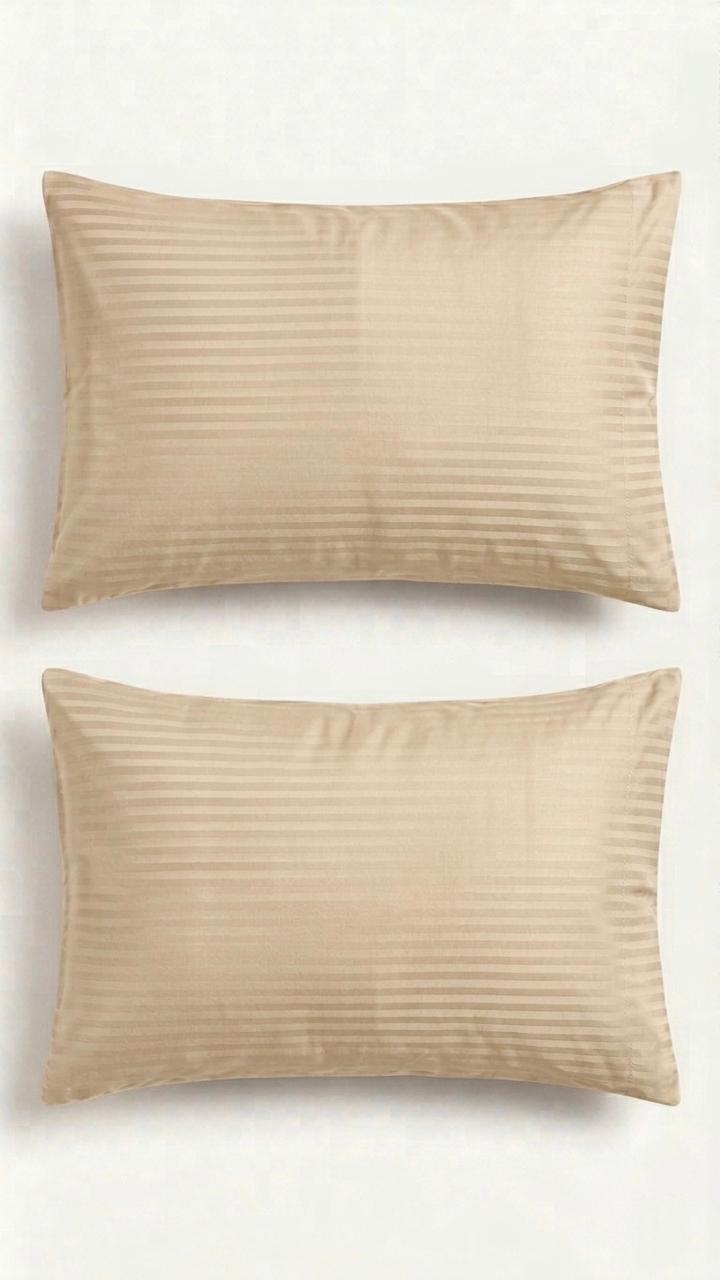 100% Cotton Satin Stripe Pillow Covers (Set of 2) 17x27 inches | Soft Sateen Pillow Cases in 12 Colours
