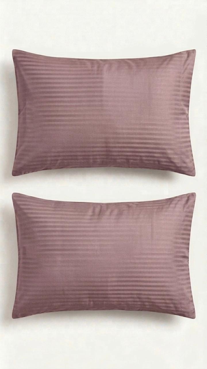 100% Cotton Satin Stripe Pillow Covers (Set of 2) 17x27 inches | Soft Sateen Pillow Cases in 12 Colours