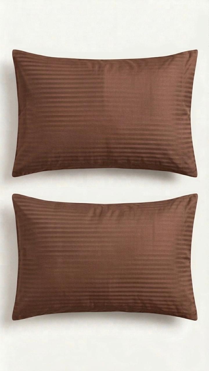 100% Cotton Satin Stripe Pillow Covers (Set of 2) 17x27 inches | Soft Sateen Pillow Cases in 12 Colours