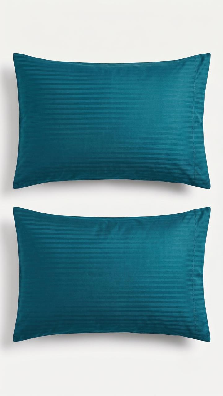100% Cotton Satin Stripe Pillow Covers (Set of 2) 17x27 inches | Soft Sateen Pillow Cases in 12 Colours