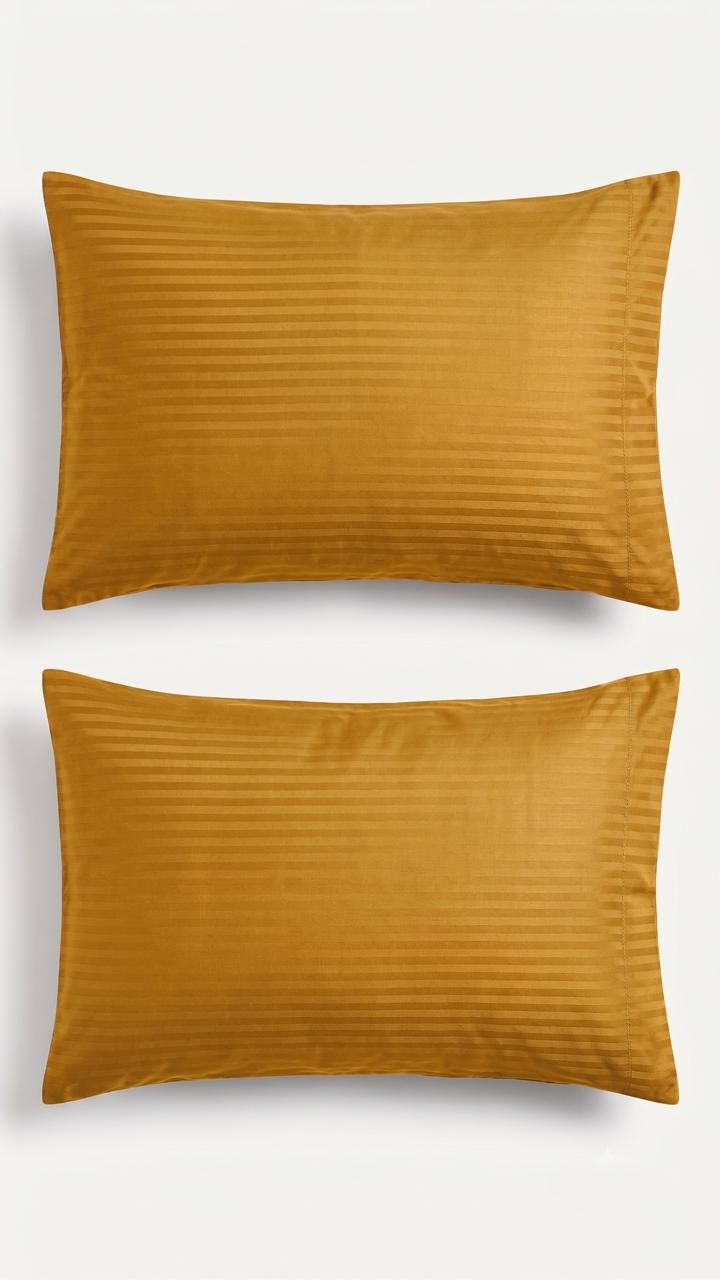 100% Cotton Satin Stripe Pillow Covers (Set of 2) 17x27 inches | Soft Sateen Pillow Cases in 12 Colours
