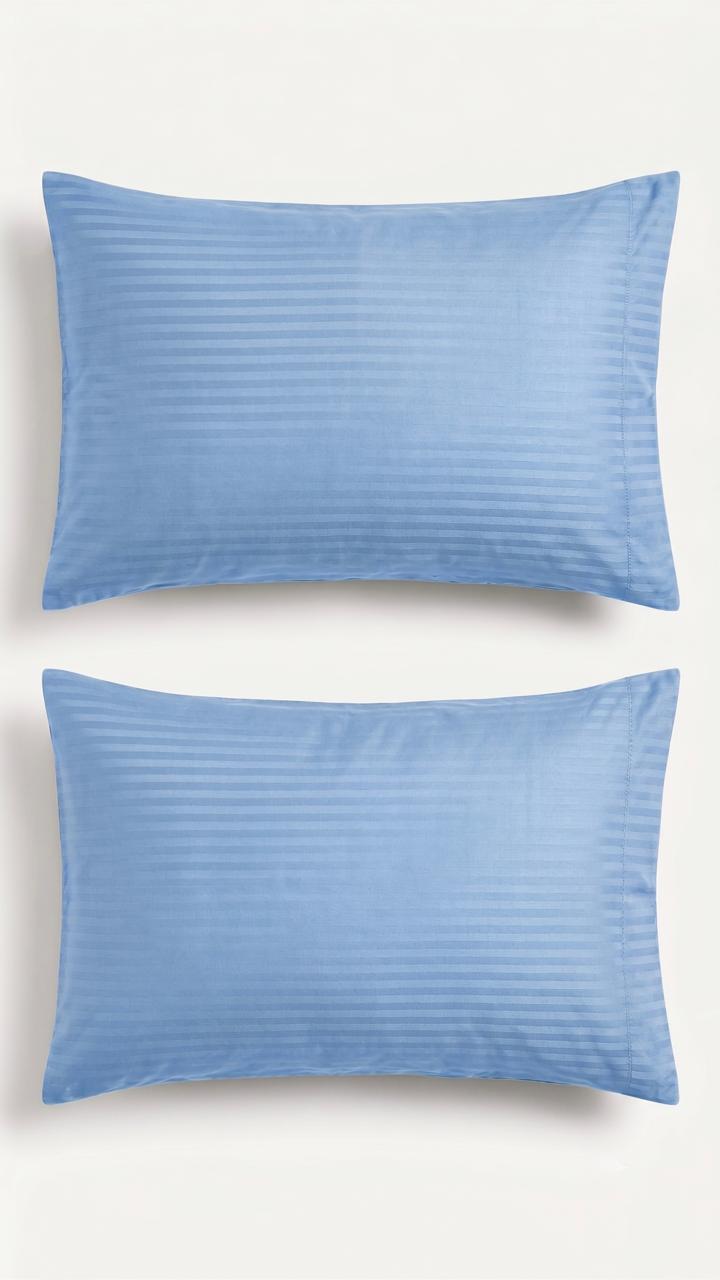 100% Cotton Satin Stripe Pillow Covers (Set of 2) 17x27 inches | Soft Sateen Pillow Cases in 12 Colours