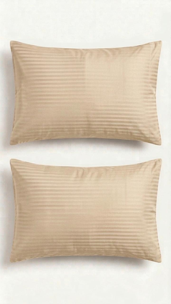100% Cotton Satin Stripe Pillow Covers (Set of 2) 17x27 inches | Soft Sateen Pillow Cases in 12 Colours